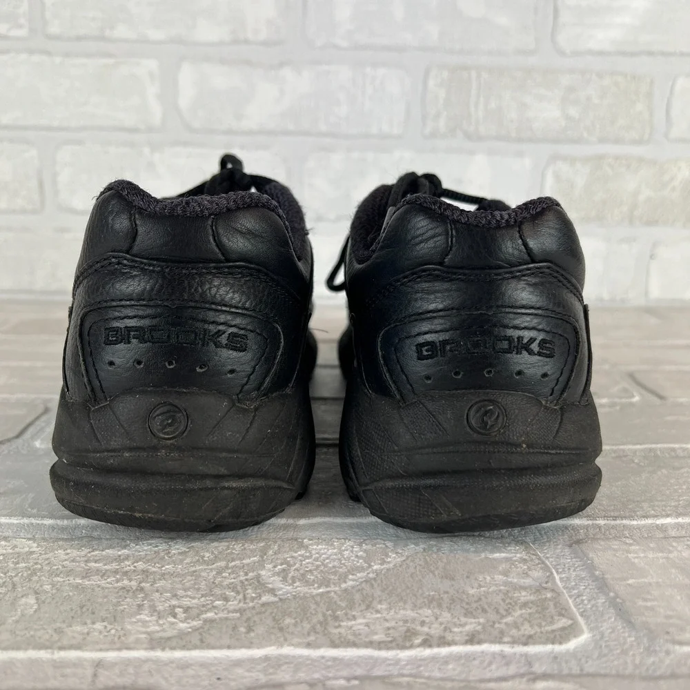 Brooks Addiction Walker Shoes Womens 9.5 Black Leather Lace Up Comfort Casual